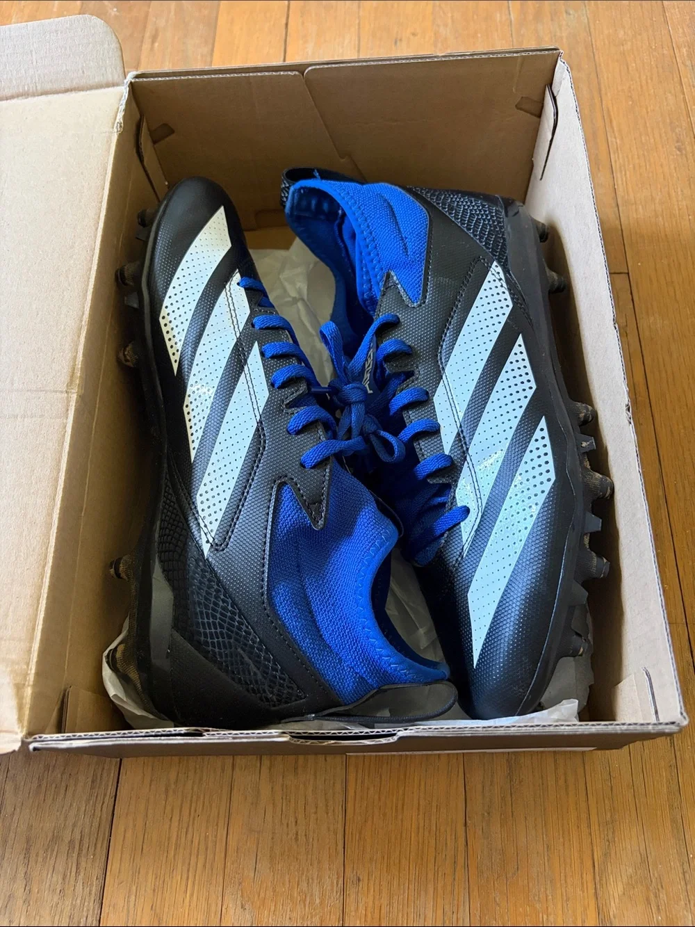 adidas Black, Blue & White Football Cleats